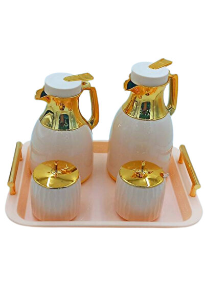 NO NAME طقم ترامس ثلاجة شاي وقهوة مع صينية تقديم وعلبة سكر وعلبة شاي بتصميم ف...