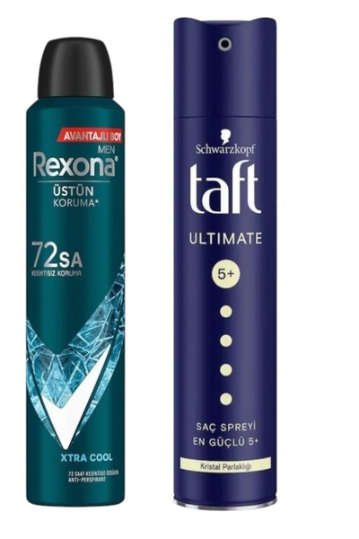 Taft Ultimate Saç Spreyi 250ml + Rexona-Men Erkek Sprey Deodorant Xtra Cool 2...