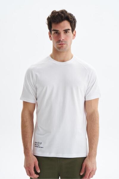 Arma Мъжка бяла тениска с реглан ръкав и кръгло деколте, стандартна кройка, джърси Y29344472202