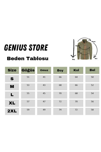 GENIUS STORE Jachetă de exterior pentru bărbați din fleece - cu fermoar complet, 3 buzunare, fleece tactic
