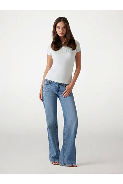 Guess Tricou albastru pentru femei Cn Ss Logo Lace Tee W5gı04j1314-a719