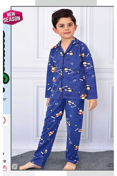 yagmurgiyim Σετ πιτζάμες για αγόρια με μακρυμάνικο μπλε ναυτικό - 4-12 ετών 710u