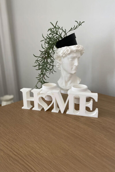Home Yazılı Dekoratif Biblo Masaüstü Dekor - Beyaz 22 Cm x 6 Cm