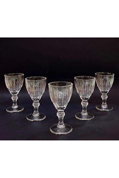 MadaMelya Daisy 6'lı Ayaklı Kahve Yanı Su Bardağı - Şeffaf - 60 ml