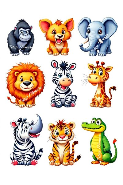 telaşe memuru Safari Pasta Süsü Yenilebilir Kağıt Safari Hayvanları Pasta Süs...