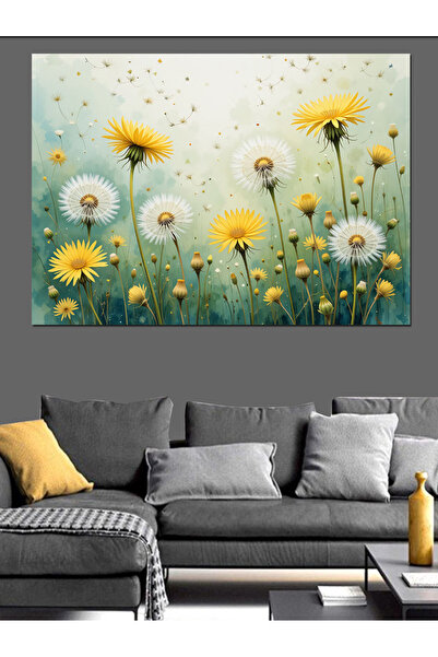 KanvasSepeti Model de margarete pe fundal turcoaz, pictură în ulei, pânză tex...