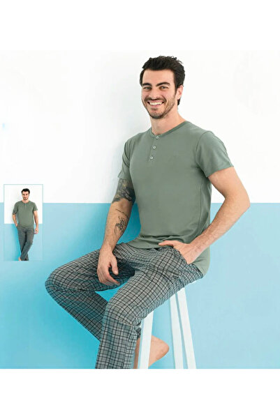 İpek Men's Short Sleeve Long Pajama Set