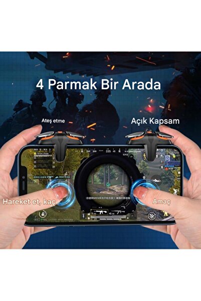 Asfal Çift Tuşlu Mouse Hissi Veren Pubg Tetik Klik Sesli Düğme Tüm Telefonlara Uyumlu Eldiven Hediyeli