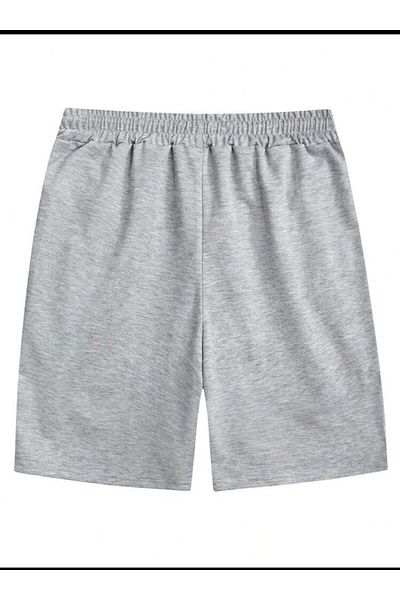 SELENA BUTİK Unisex Gray Straight Relaxed Cut Comford Shorts