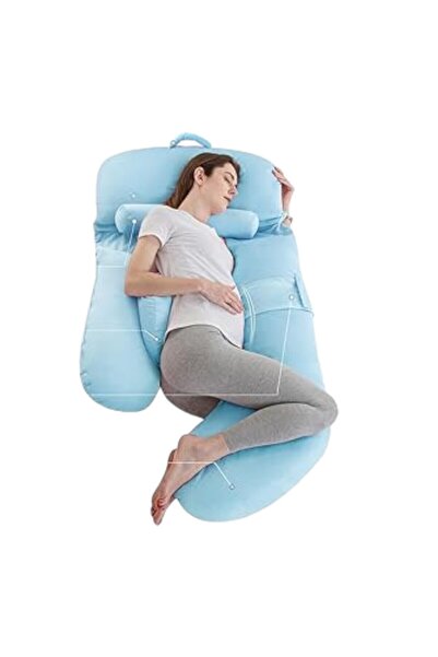 molody G-Shaped Pregnancy Pillow with Removable Velvet Zippered Cover for Pregnant Women