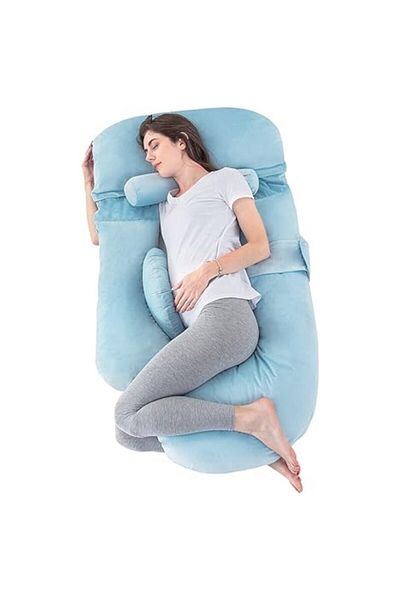 molody G-Shaped Pregnancy Pillow with Removable Velvet Zippered Cover for Pregnant Women
