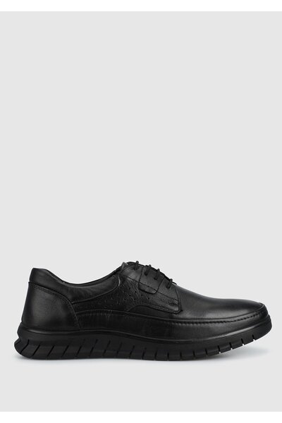 Eclipse Men's Black Leather Shoes