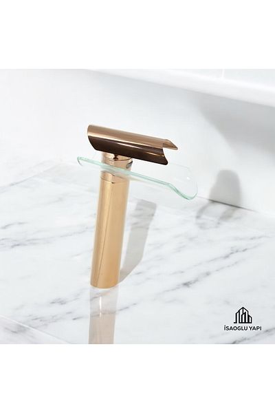 İSAOĞLU YAPI Bronze Bowl Sink Faucet Copper Bowl Tap Glass Design Fixture