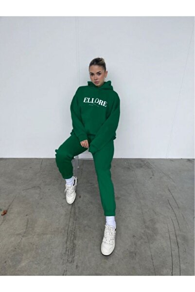 CLAYES Σετ φόρμας Ellore Australia Φούτερ Jogger - Πράσινη στάμπα Oversize Raised Hooded