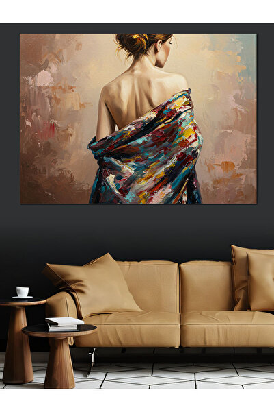 ekart Sırtı Dönük Kadın Portresi Dekoratif Kanvas - Mdf Ahşap Tablo