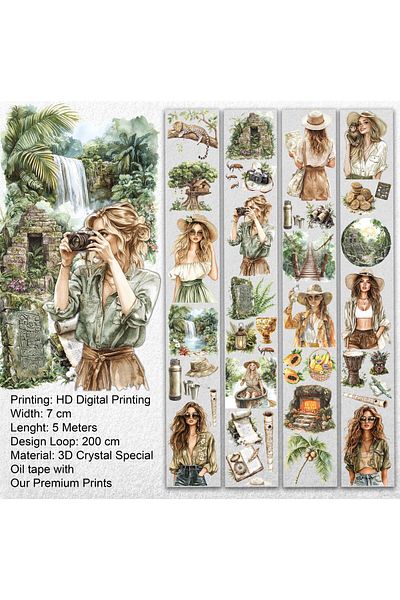Onwize Scrapbook Jungle Dreams - شريط زيت خاص كريستالي ثلاثي الأبعاد - ملصق - شريط للحيوانات الأليفة - ملصق - ملصق شفاف