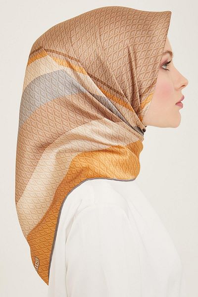 Armine Eșarfă de mătase 2024 Vara - 9111-07 Camel Twill