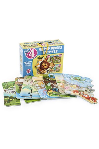 Russet 1481 DıyToy لغز ملون للغاية مكون من 4 قطع - حيوانات / 8+12+16+24 قطعة