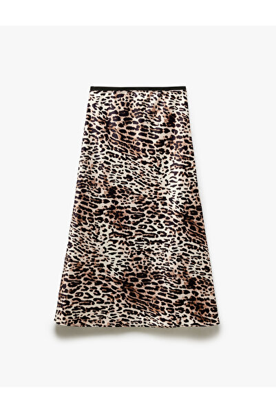 Koton Midi-length A-line leopard print skirt.