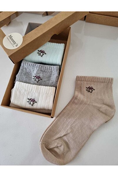 Moonys Socks Collection Set de 4 șosete de damă cu model trandafiri