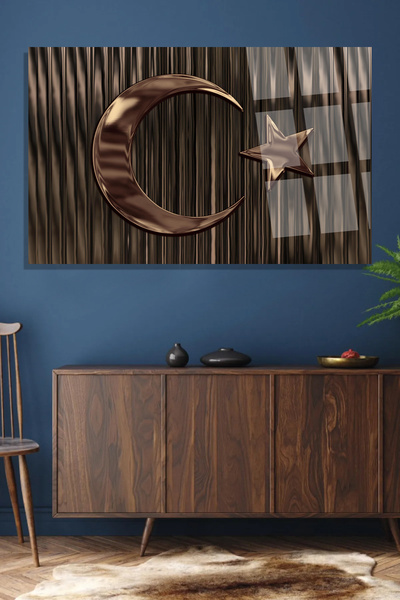 TAULART METALİK GÖRÜNÜM YATAY TÜRK BAYRAĞI KIRILMAZ CAM TABLO İŞ YERİ OFİS HEDİYESİ (3B DEĞİLDİR.)