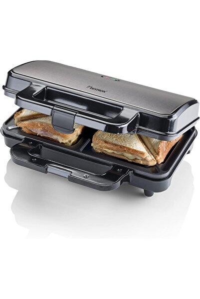 bestron صانعة السندويشات XL، 900 واط، طلاء غير لاصق، رمادي تيتانيوم، تكفي لشخصين