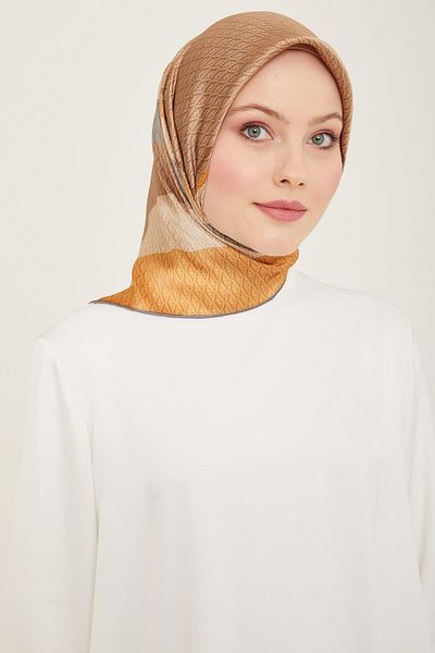 Armine Eșarfă de mătase 2024 Vara - 9111-07 Camel Twill