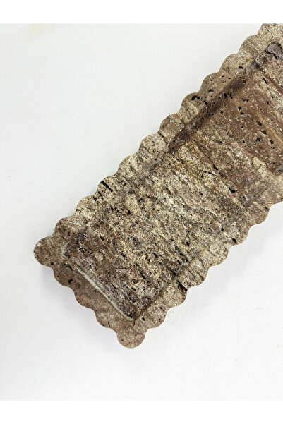 Modestmar Traverten Kenar Detaylı Tepsi, Düzenleyici 12x28cm Brown Traverten