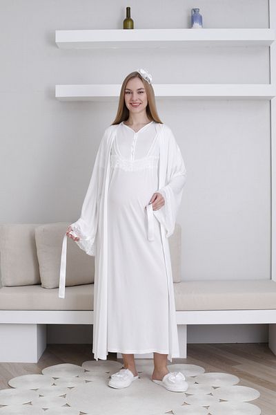 EM&FA TEKSTİL Maternity Maternity Dressing Gown Nightwear Set