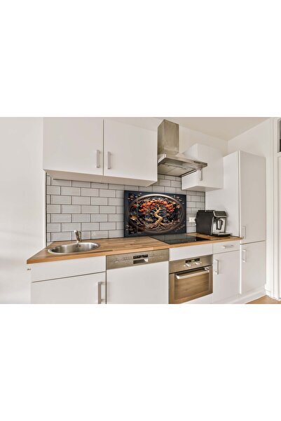 wudie Placă din sticlă de protecție pentru spatele aragazului, încorporată, r...