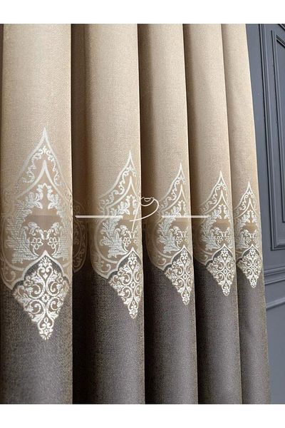 Navessa Home Collection Background Curtain Cream - Brown Board Pattern, Close Pleat, Single Wing, Modern and Stylish Design