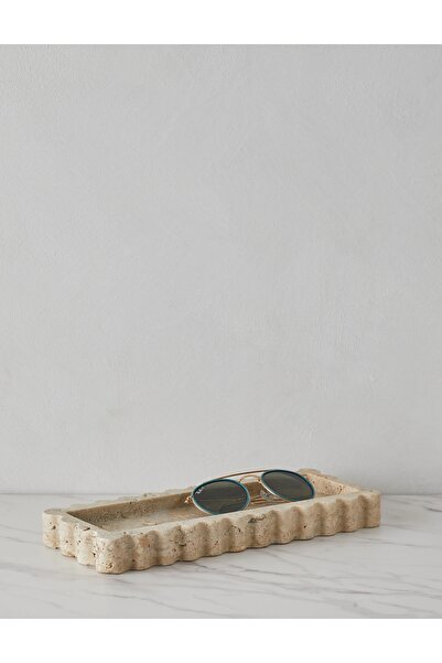 Modestmar Traverten Kenar Detaylı Tepsi, Düzenleyici 12x28cm 3cm