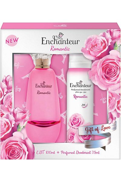 ENCHANTEUR Gift Pack Eau de Toilette and Deodorant Spray - Romantic Love Gift, 100 ml + 75 ml