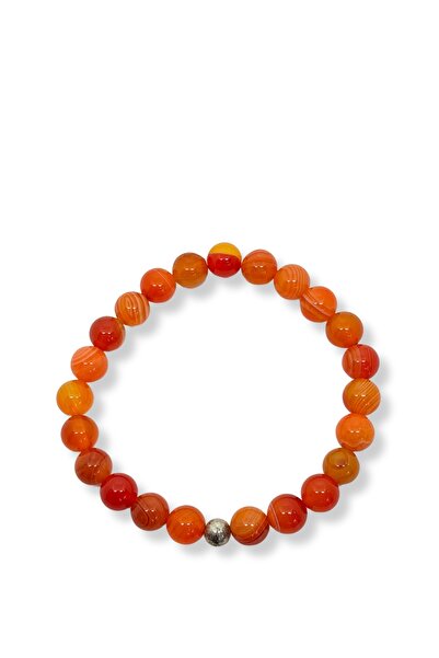 oya silver OYASILVER Sıralı Yuvarlak Doğal Akik Taşlı Bileklik-DT