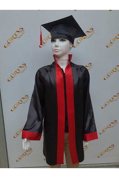 Gürtaş Tekstil Graduation Robe - Black/Red Cap and Kindergarten