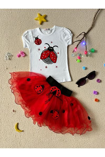 ESTRELLA 7-8 Years Ladybug T-Shirt Multi-Layer Skirt April 23Rd Casual Girl Outfit