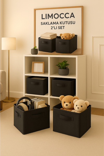 limocca home textile Folding Storage Box Set of 2 Organizer, Wardrobe Laundry, Kids Room Toy Organizer