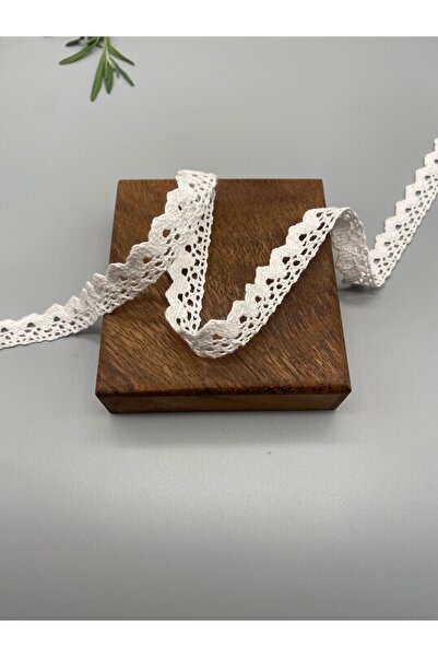 Ak Tuhafiye Біла бавовняна мереживна стрічка Копанакі, 5 метрів, ширина 1,7 см, № 1023