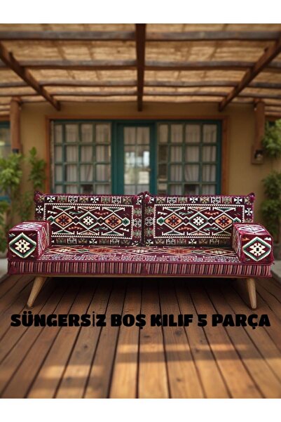 mdhomecarpet Şark Köşesi Kılıf Takımı 70x190 | 5 Parça | Makine Dokuma Kumaş | Süngersiz