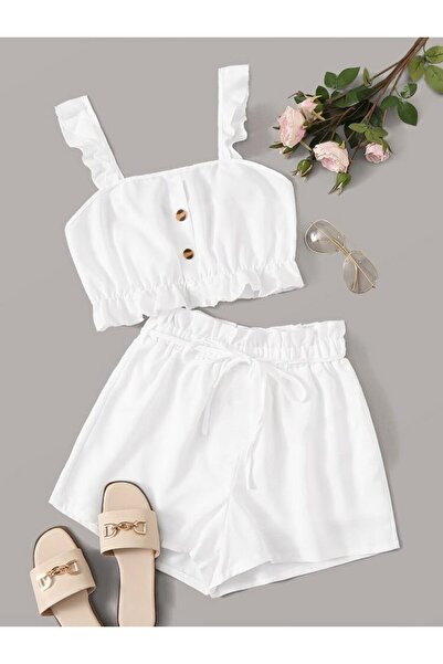 shop Combinație de 2 piese pentru fete, pantaloni scurți albi
