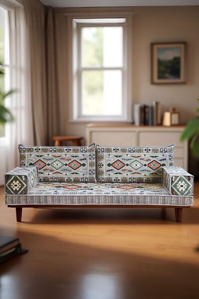 mdhomecarpet Şark Köşesi Takımı 70x190 cm | 5 Parça (AHŞAPSIZ!) | Özel Çökmeyen Süngerli Minder Seti