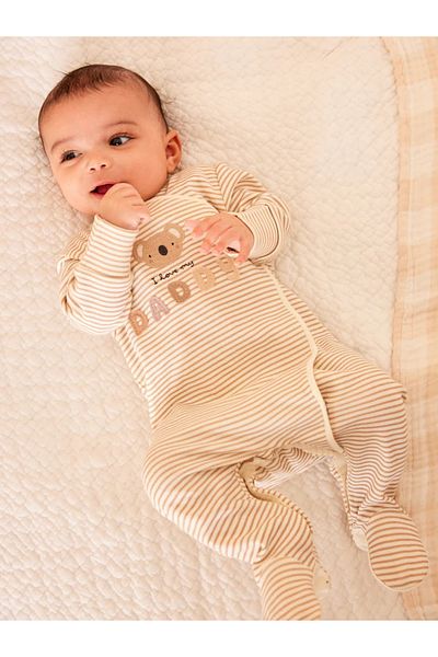 Next Baby 100% Organic Cotton Bear Patterned Dad Jumpsuit Aly 941280