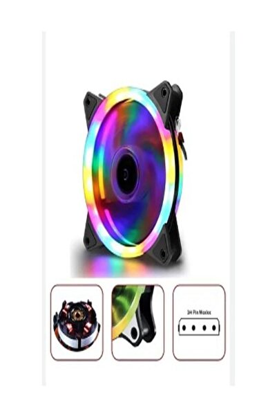 OEM Qpart Qr-01 Fan Rainbow 12cm Ledli Masaüstü Bilgisayar Kasası Fanı