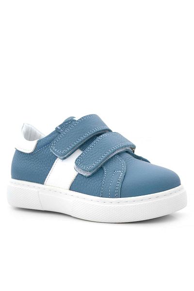 hapshoe Pantofi sport pentru copii din piele naturală albastru alb cu velcro