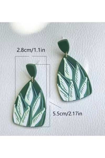 Tudivanyu Aksesuar Green Dangle Retro Earrings