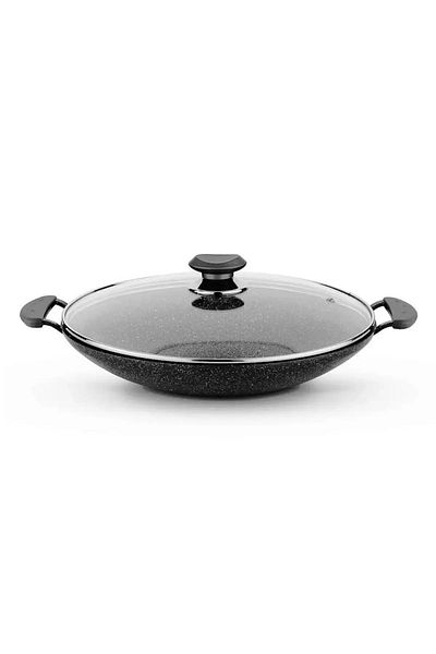 FMS Casting Bio Granite Glass Covered Hair Roasting Pan 34 cm Black