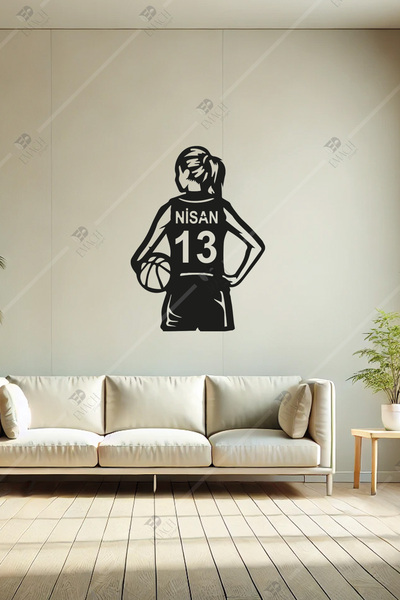 Emach Dizayn Kişiye Özel Kadın Basketbol Forma Gerçekçi Ahşap Duvar Dekorasyo...