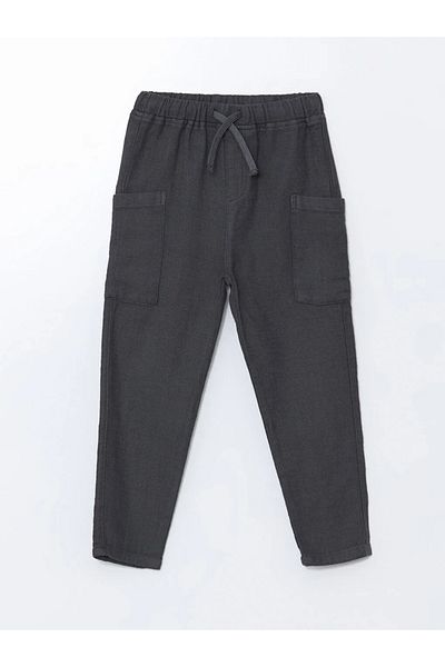 LC Waikiki Lcw Kids Anthracite Linen Boy's Trousers with Elastic Waist