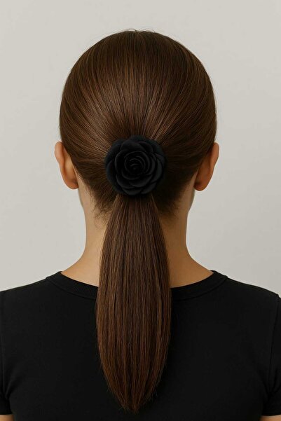 Monalisa Kadın Siyah Gül Lastik Toka 2 Adet