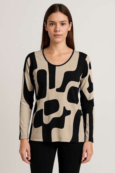 İyisini İstersen Women's Full Lichra Viscosa Combed Round Neck Large Size Bluz